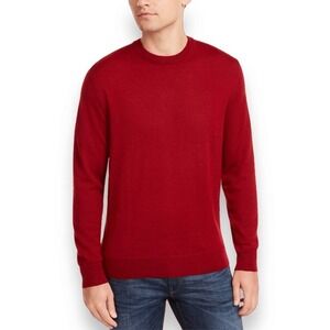 Club Room Sweater Men's Extra Large XL Merino Wool Crewneck Pullover‎ in Cherry